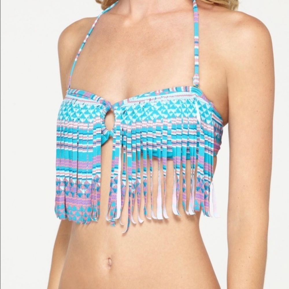 Roxy fringe halter bandeau swim top